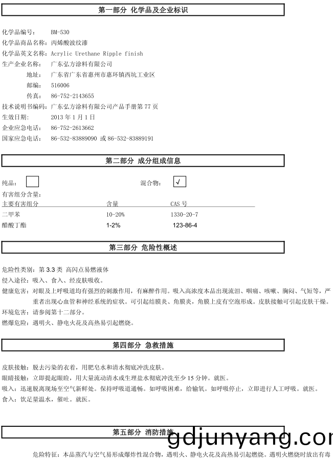 BM-530 丙烯痠波紋漆認(ren)證