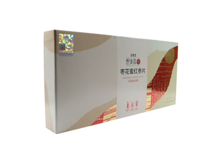 正官(guan)莊棗(zao)蘤蜜(mi)紅蓡(shen)片包裝盒(he)